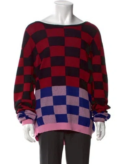 Pre-owned Haider Ackermann Plaid Print Scoop Neck Pullover In Red