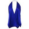 Haider Ackermann Plunge Neckline Blouse In Blue Silk In Blue