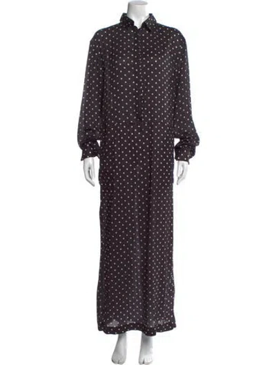 Pre-owned Haider Ackermann Polka Dot Print Long Dress In Black