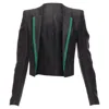 Haider Ackermann Ramie Silk Green Trim Cropped Blazer Jacket In Black