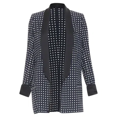 Haider Ackermann Runway Black White Polka Dot Long Satin Lapel Blazer Fr36 S In Multi
