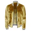 Haider Ackermann Runway Crushed Velvet Teddy Bomber Jacket In Gold