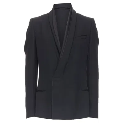 Haider Ackermann Runway Fleece Wool Cotton Silk Shawl Blazer In Black