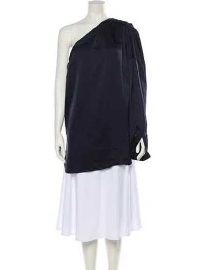 Pre-owned Haider Ackermann Satin One-shoulder Tunic In Blue