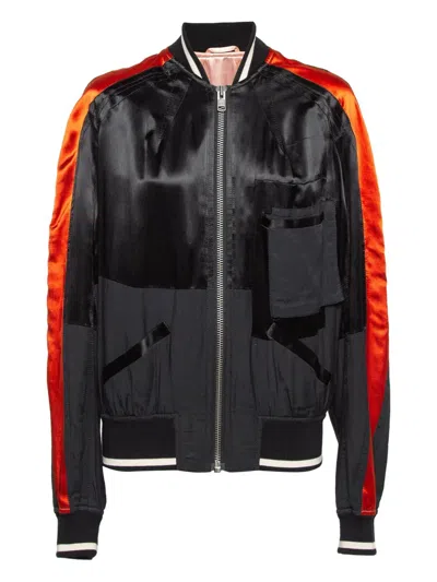 Pre-owned Haider Ackermann Satin-panel Bomber Jacket In Black