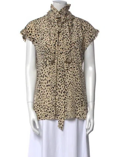 Pre-owned Haider Ackermann Silk Animal Print Button-up Top In Neutral