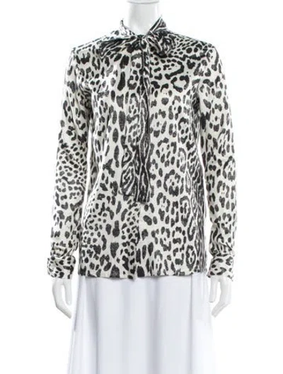 Pre-owned Haider Ackermann Silk Animal Print Top In Silver