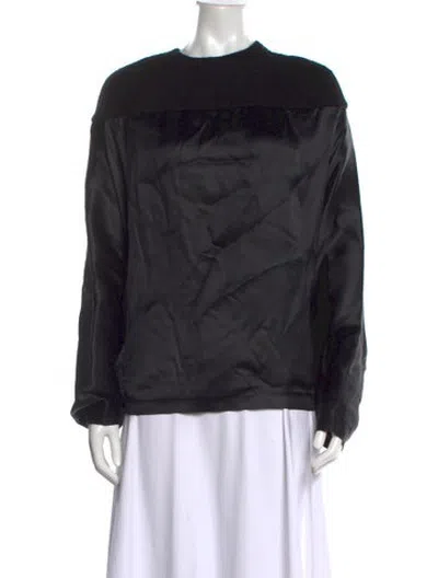 Pre-owned Haider Ackermann Silk Crew Neck Top In Black