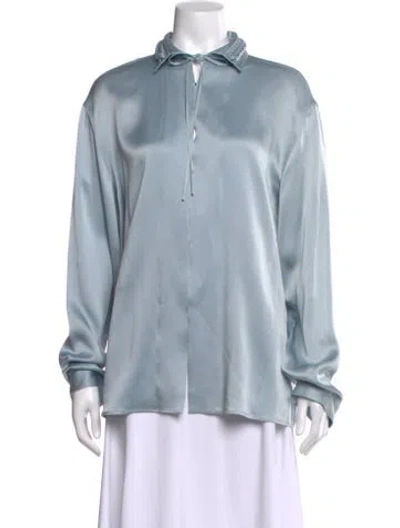 Pre-owned Haider Ackermann Silk Long Sleeve Blouse In Blue