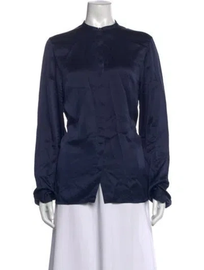 Pre-owned Haider Ackermann Silk Long Sleeve Blouse In Blue