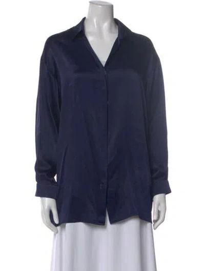 Pre-owned Haider Ackermann Silk Long Sleeve Button-up Top In Blue