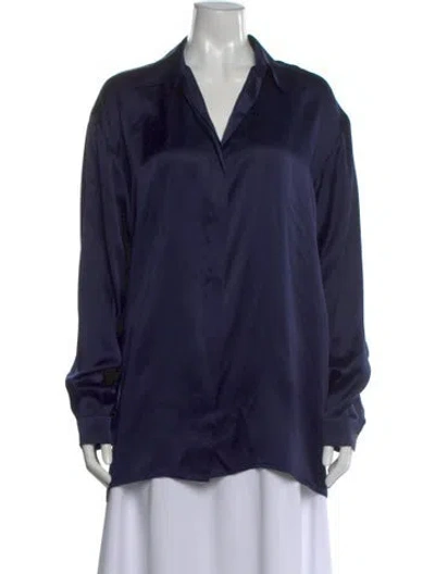 Pre-owned Haider Ackermann Silk Long Sleeve Top In Blue