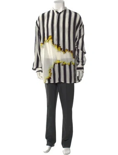 Pre-owned Haider Ackermann Silk Striped Shirt In White
