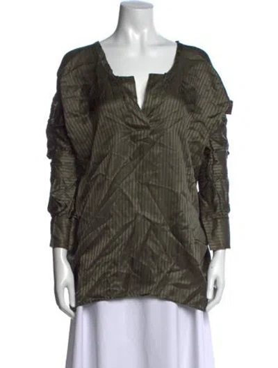 Pre-owned Haider Ackermann Silk Striped Top In Green