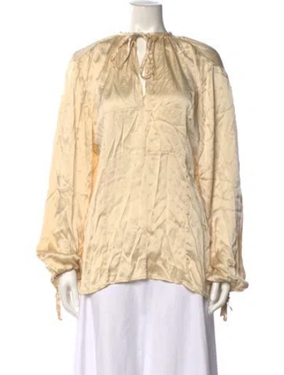 Pre-owned Haider Ackermann Silk Tie Neck Blouse In Neutrals