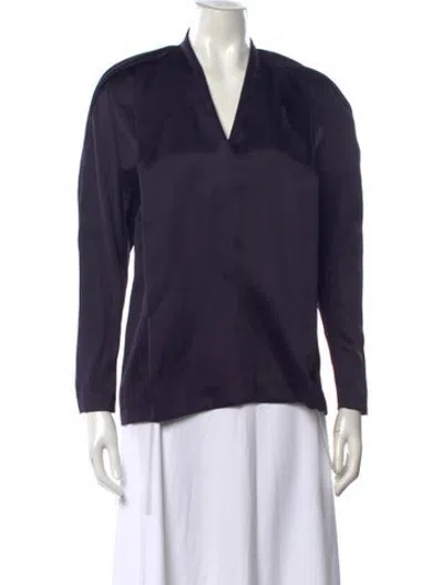 Pre-owned Haider Ackermann Silk V-neck Top In Blue