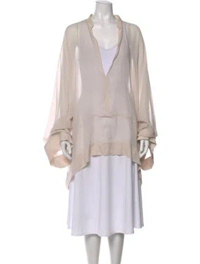 Pre-owned Haider Ackermann Silk V-neck Top In Neutral