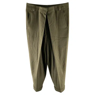 Pre-owned Haider Ackermann Size 32 Green Olive Viscose Blend Distressed Casual Pants