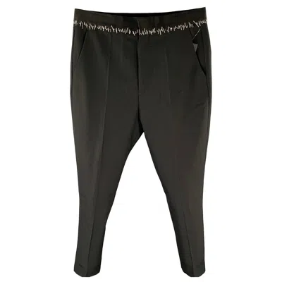 Pre-owned Haider Ackermann Size 33 Black White Contrast Stitch Silk Cotton Dress Pants