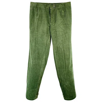Pre-owned Haider Ackermann Size 34 Green Corduroy Cotton Blend Belted Casual Pants