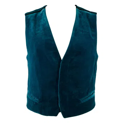 Pre-owned Haider Ackermann Size 40 Teal Black Velvet Cotton Cropped Vest In Green