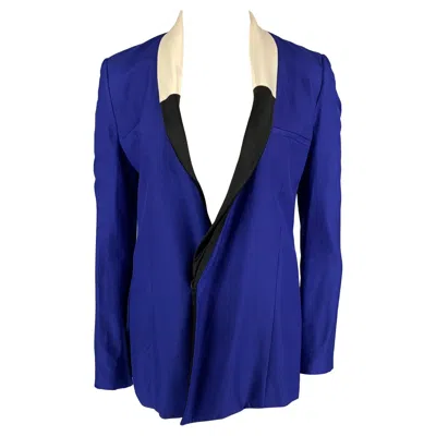 Pre-owned Haider Ackermann Size L Blue Black White Silk Jacket Blazer