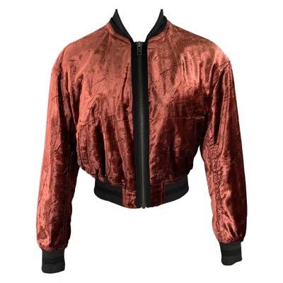 Pre-owned Haider Ackermann Size M Burgundy Velvet Rayon Bomber Jacket In Red