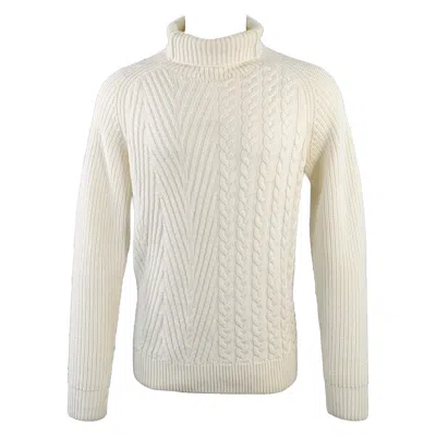 Pre-owned Haider Ackermann Size M Cream Cable Knit Cashmere Turtleneck Sweater In White