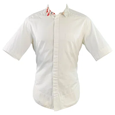 Pre-owned Haider Ackermann Size M White Cotton Hidden Placket Short Sleeve Shirt