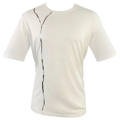 Pre-owned Haider Ackermann Size M White Silver Cotton Jersey Kintsugi Crew Neck T-shirt