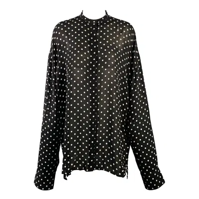 Pre-owned Haider Ackermann Size S Black White Polka Dot Crepe Nehru Collar Hidden Buttons Shirt