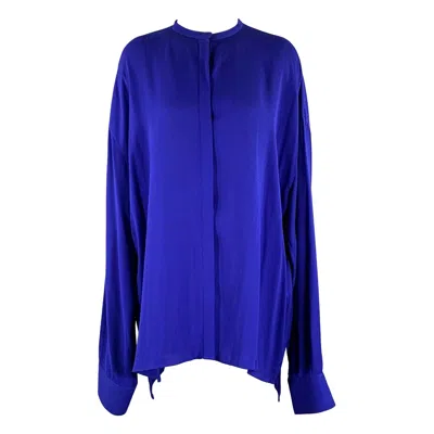 Pre-owned Haider Ackermann Size S Blue Viscose Nehru Collar Shirt