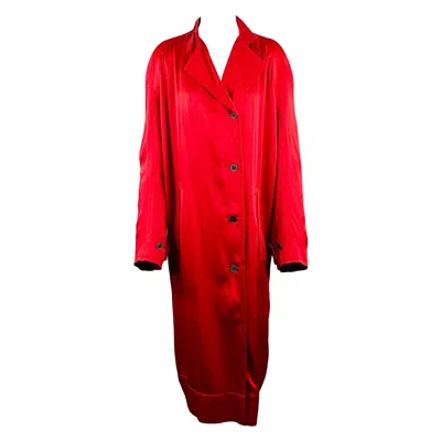 Pre-owned Haider Ackermann Size S Red Acetate Blend Satin Raglan Sleeve Coat