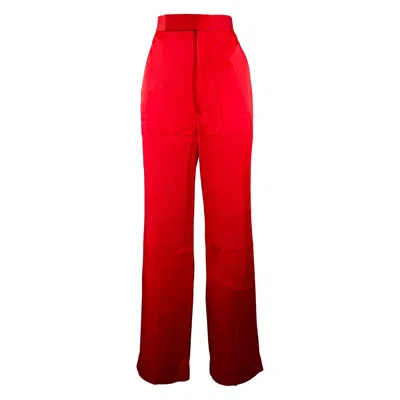 Pre-owned Haider Ackermann Size S Red Acetate Silk Satin Straight Zip Fly Casual Pants