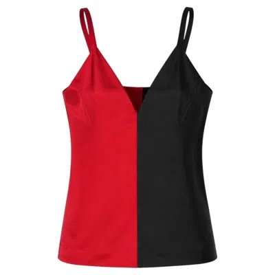Pre-owned Haider Ackermann Ss18 Women's Red Black Satin Vest Top, Size Uk10