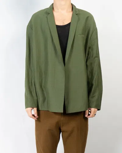 Pre-owned Haider Ackermann Ss19 Khaki Open Kimono Linen Blazer Sample In Green