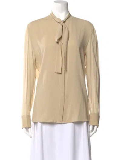 Pre-owned Haider Ackermann Tie Neck Long Sleeve Blouse In Neutral