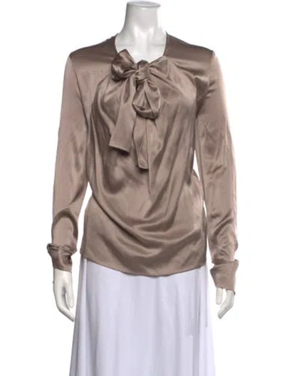 Pre-owned Haider Ackermann Tie Neck Long Sleeve Blouse In Neutrals