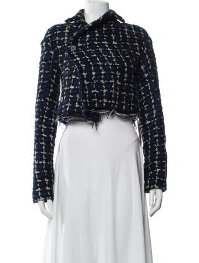 Pre-owned Haider Ackermann Tweed Pattern Evening Jacket In Blue