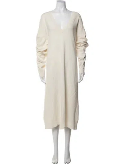 Pre-owned Haider Ackermann Virgin Wool Midi Length Dress In White