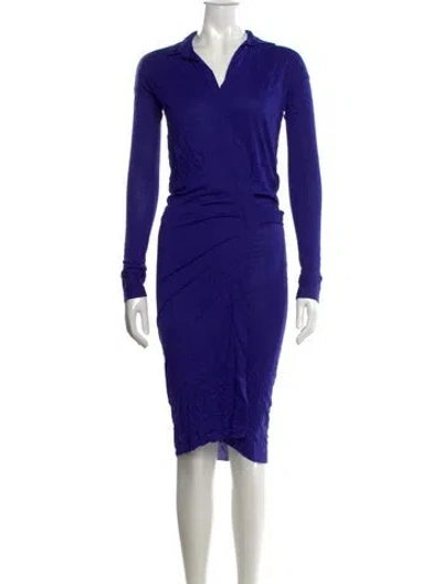 Pre-owned Haider Ackermann V-neck Knee-length Dress In Blue