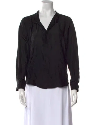 Pre-owned Haider Ackermann V-neck Long Sleeve Blouse In Black