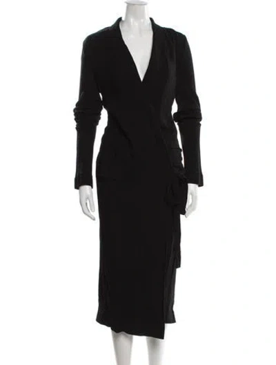Pre-owned Haider Ackermann V-neck Midi Length Dress In Black