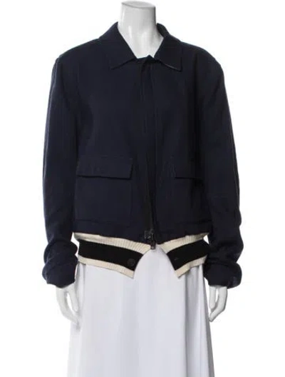 Pre-owned Haider Ackermann Wool Bomber Jacket In Blue