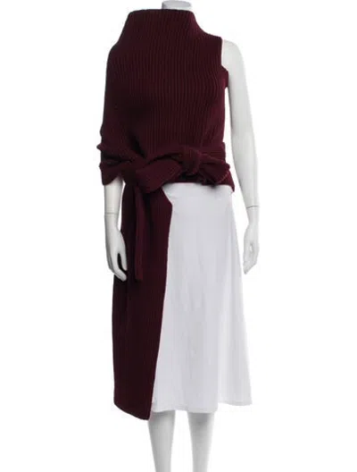 Pre-owned Haider Ackermann Wool Mock Neck Sweater In Burgundy