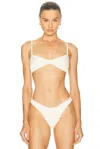 Haight Adjustable Ribbed Monica Bikini Top In White