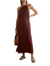 Haight Antonia Open-back Linen Midi Dress In Multi