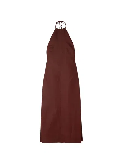 Haight Antonia Halterneck Midi Dress In Brown