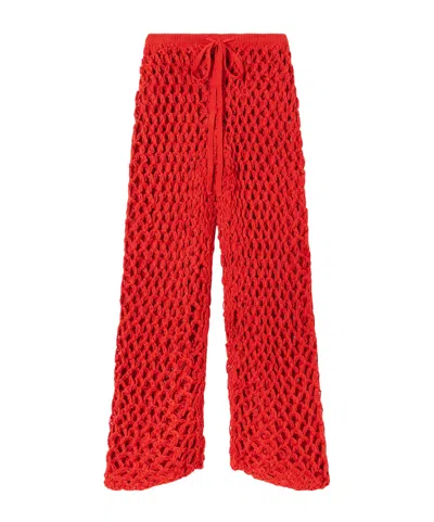 Haight Clara Crocheted Straight-leg Pants In Red