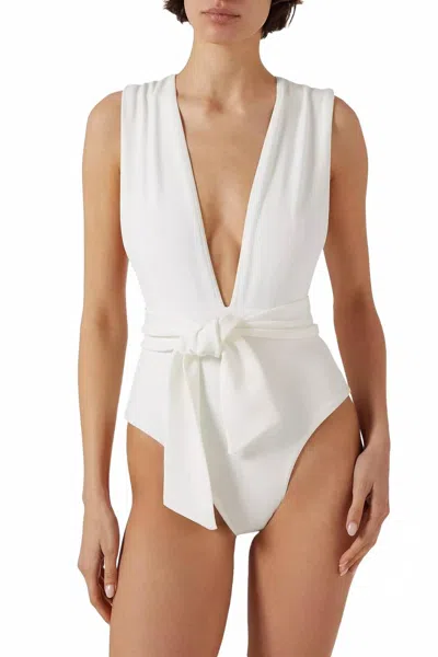 Haight Crepe V-neck Swimsuit In White